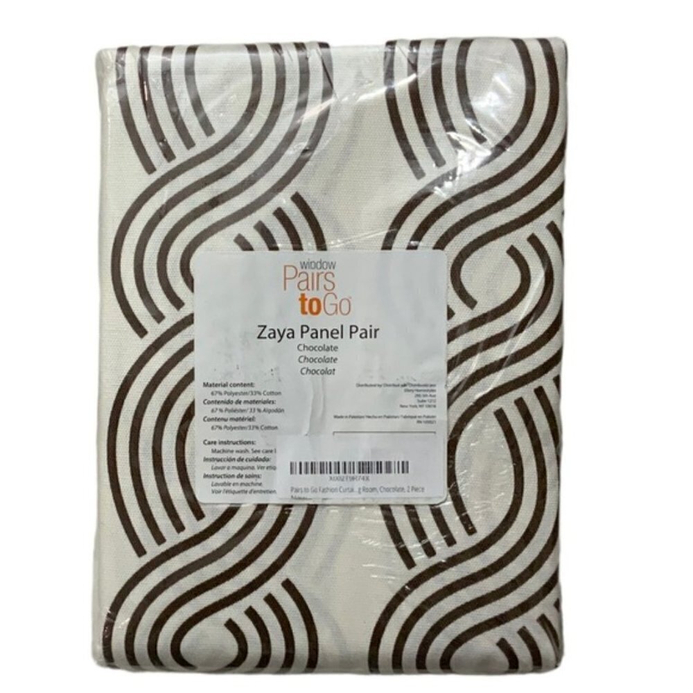 PAIRS to Go Curtain Panels Zaya Neutral Chocolate Brown 2 Panel Set 28” x 84” - Picture 7 of 13